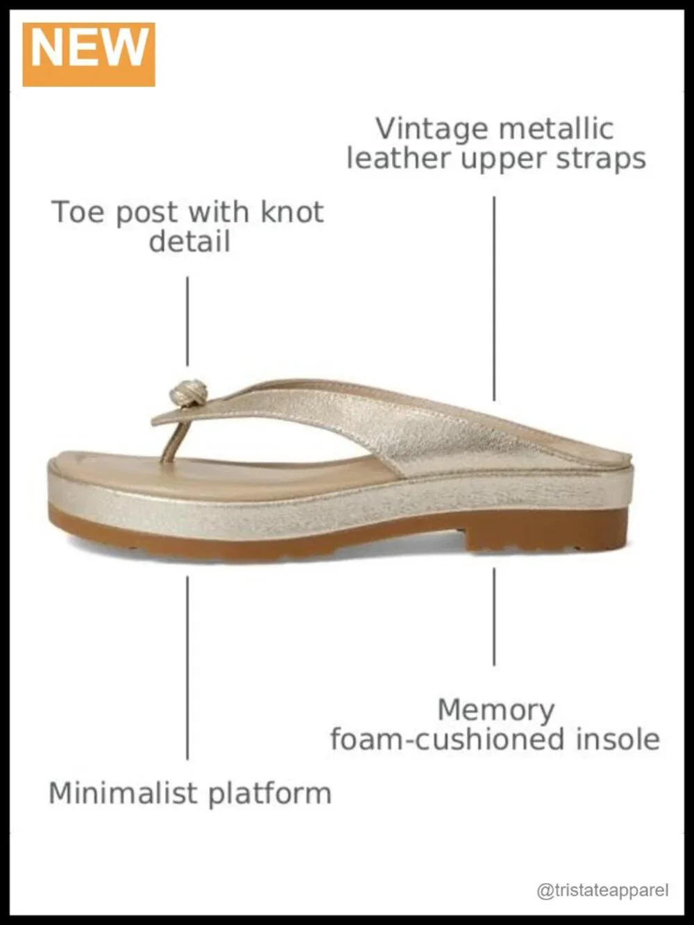 Metallic Leather Toe Post Platform Wedge Sandals Knot Detail Padded Footbed